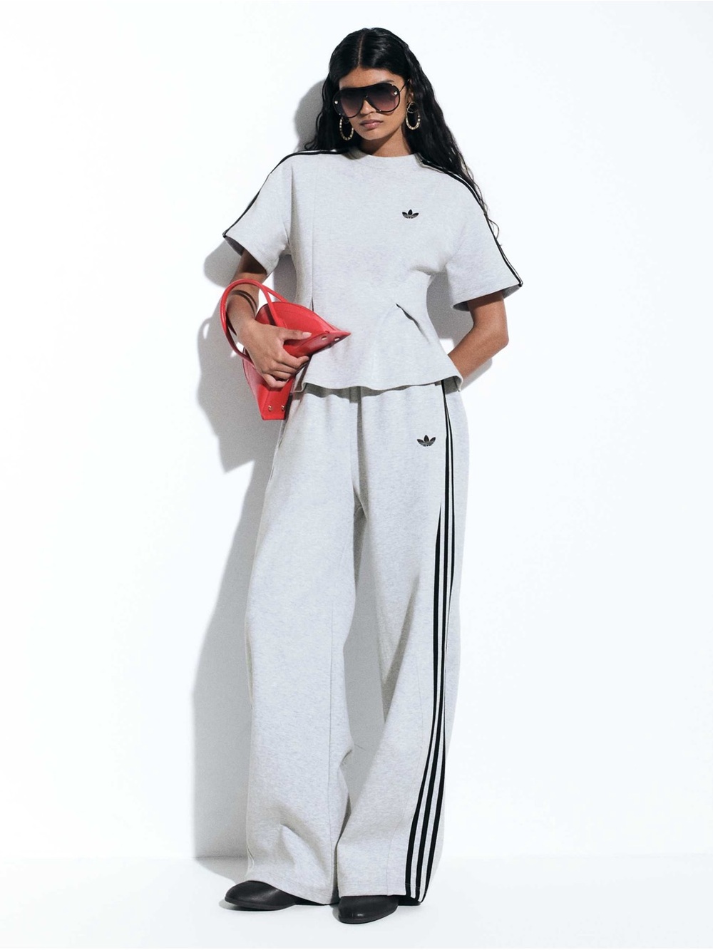 adidas Originals x ASOS Gray T-Shirt Waist Detail Peplum Top - Picture 4 of 4